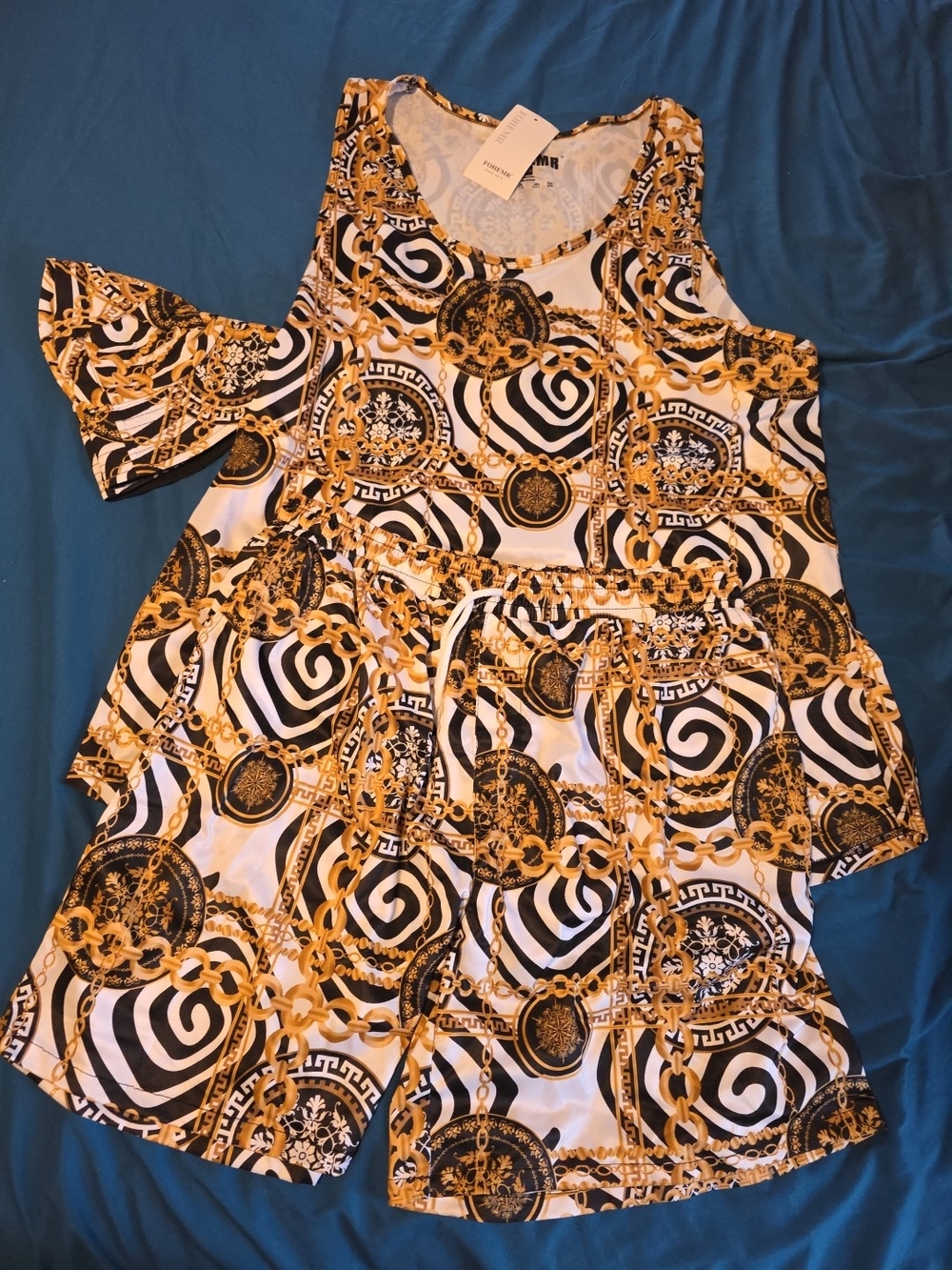 Gold Chain Print 3-Piece Lounge Set